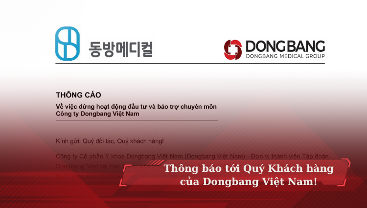 Thông báo tới Quý Khách hàng của Dongbang Việt Nam!